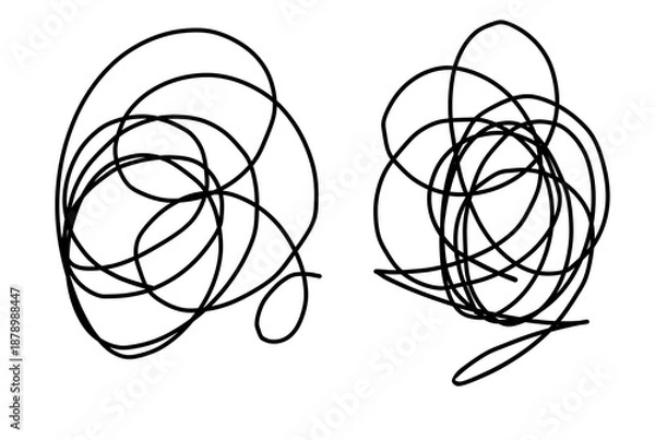 Obraz wire, tangled thoughts, brain decision-making confuse