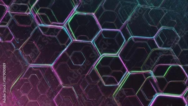 Obraz Abstract artwork featuring a network of glowing, hexagonal structures