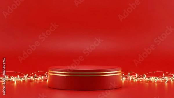 Obraz Red pedestal on red background