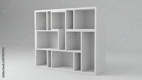 Obraz Modern white cube shelving unit