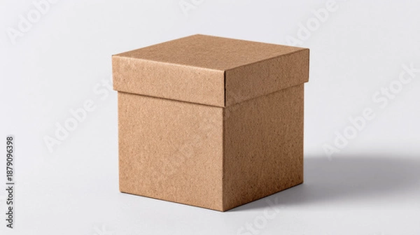 Fototapeta Simple brown box placed on white background with plain surface