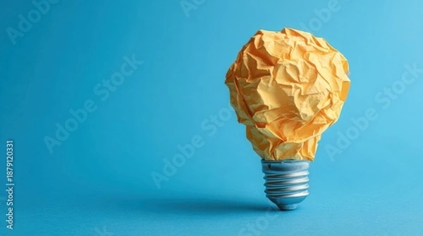 Obraz Crumpled paper light bulb representing failed idea