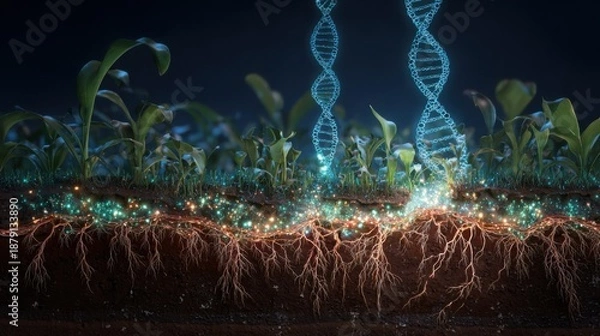 Obraz Plant genetics research and root system science