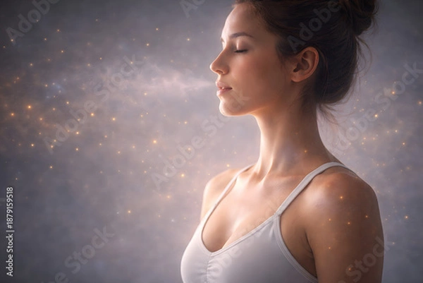 Obraz Peaceful profile with glowing particles