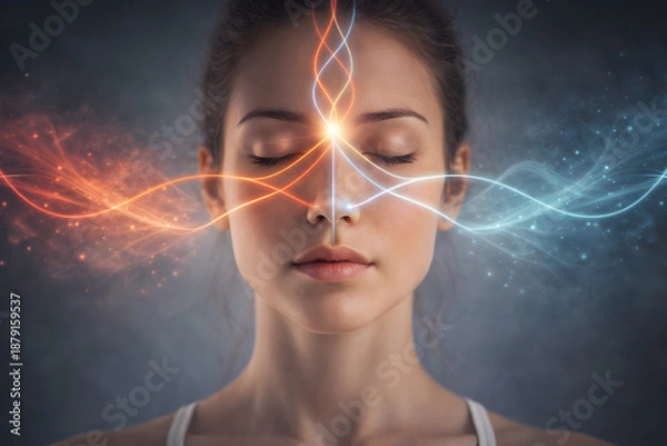 Obraz Balanced energy flow across calm face