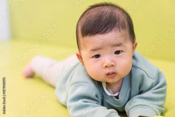 Obraz マンションのキッズルームで遊ぶ日本人の男の赤ちゃん