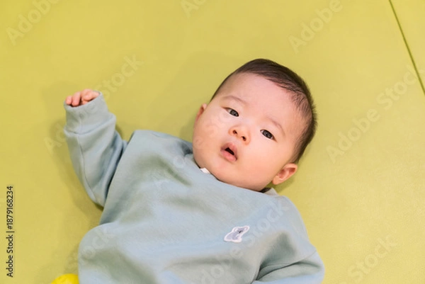 Obraz マンションのキッズルームで遊ぶ日本人の男の赤ちゃん