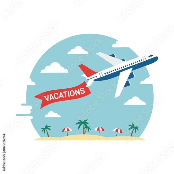 Obraz Going holiday trip by plane vector illustration