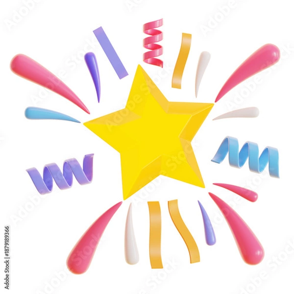 Obraz Golden Star Pop Explosion 3D Illustration