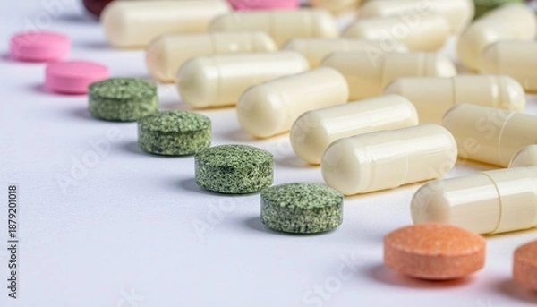 Obraz Various Pills on White.