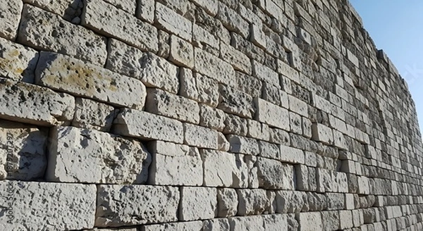 Obraz Solid stone brickwork forming a monolithic fortified stone structure