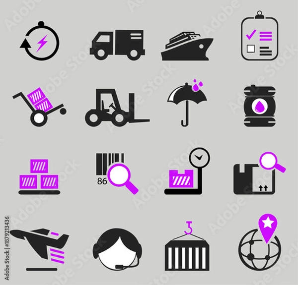 Obraz Modern Logistics and Shipping Icon Pack