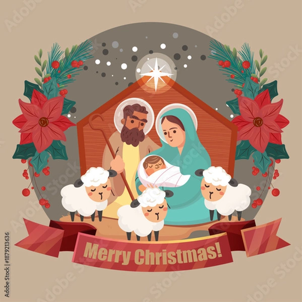 Obraz Christmas Nativity Banner Template