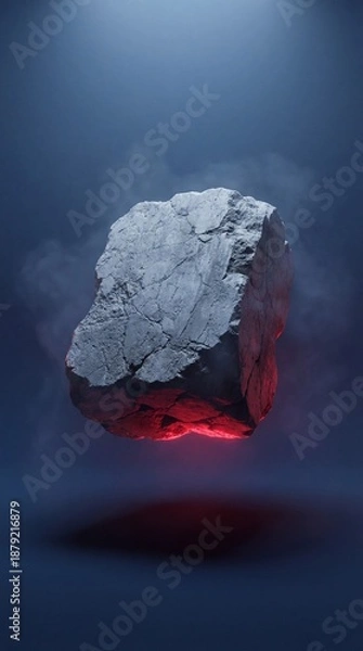 Obraz 神秘的な霧の中に浮かぶ古代の石と超自然的な赤い発光