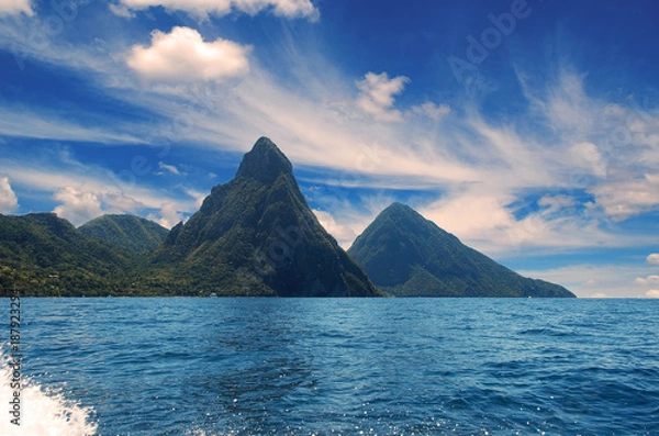 Fototapeta Soufriere bay - Petit Piton area - Caribbean island - Saint Lucia