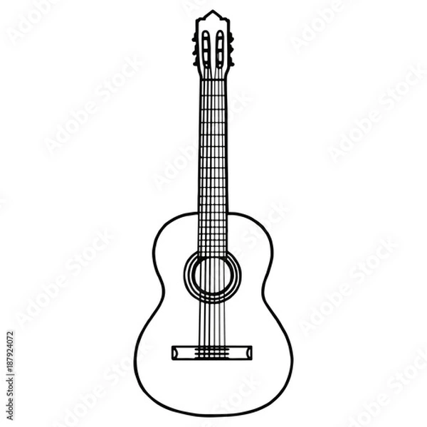 Obraz Hand drawn classical guitar isolated on white