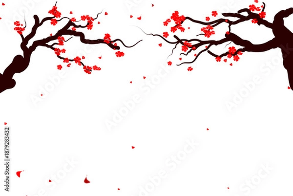 Obraz Plum blossom tree copy space background.