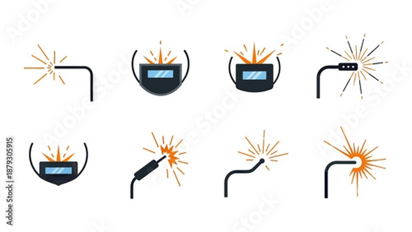 Obraz Welding Spark Icons Set