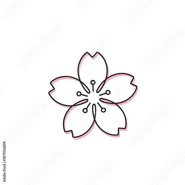 Obraz Outline Sakura Flower Icon