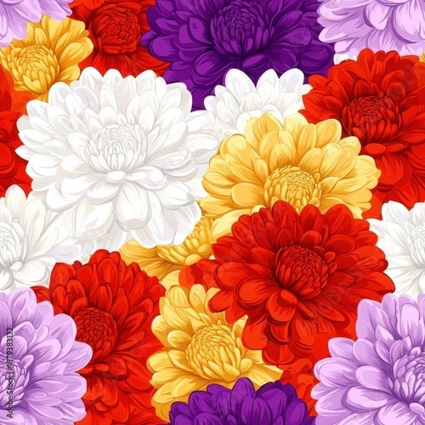 Obraz Vibrant floral pattern design featuring many colors. Seamless pattern.