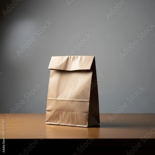 Obraz Brown Paper Lunch Bag on Table 41.