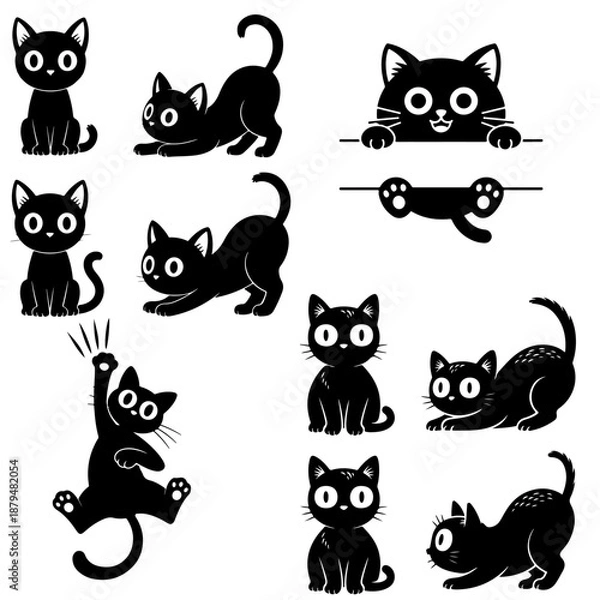 Obraz Playful black cat silhouettes