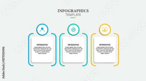 Obraz Vector infographic numbered process chart template. three steps