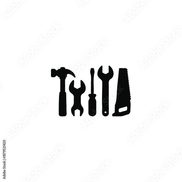 Obraz Handyman tool silhouette vector flat illustration design.