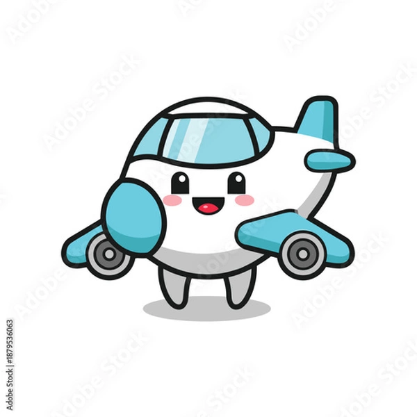 Obraz Cartoon Plane Character Illustration