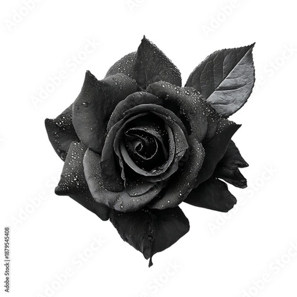 Obraz black rose with leaf