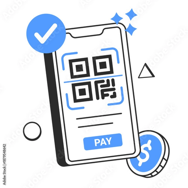 Fototapeta qr code payment  illustration for application design and ecommerce website design needs