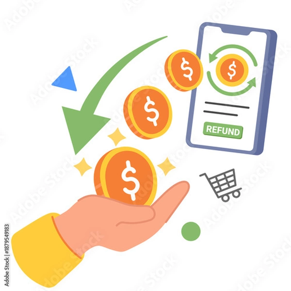 Fototapeta refund process  illustration for application design and ecommerce website design needs