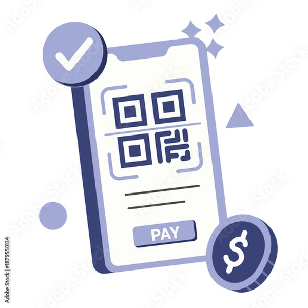 Obraz qr code payment  illustration for application design and ecommerce website design needs