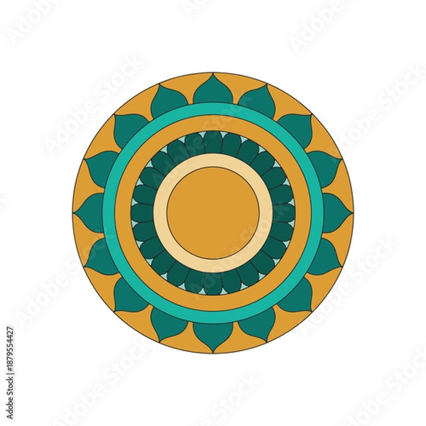 Obraz Round mandala vector illustration isolated on a white background