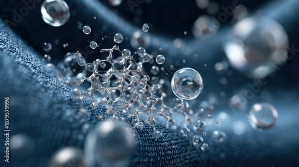 Obraz Microscopic liquid drops on textile surface