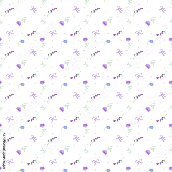 Obraz seamless pattern with flowers and bow, fabric pattern, gift wrapping paper 