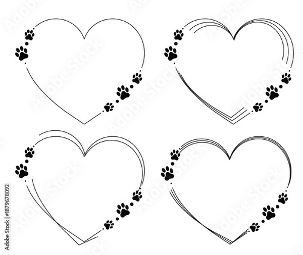 Obraz Heart Frames Adorned with Paw Prints