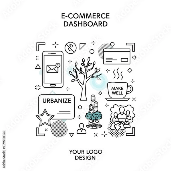 Obraz E-Commerce Dashboard Icons and Elements for Digital Business.