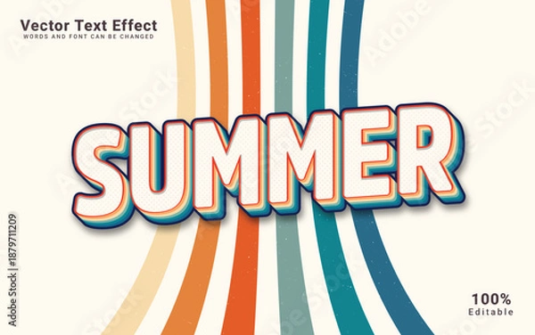 Obraz Summer text effect, Editable vintage retro text effect in Illustrator