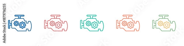 Fototapeta Check Engine Icon Set Multiple Style Collection 
