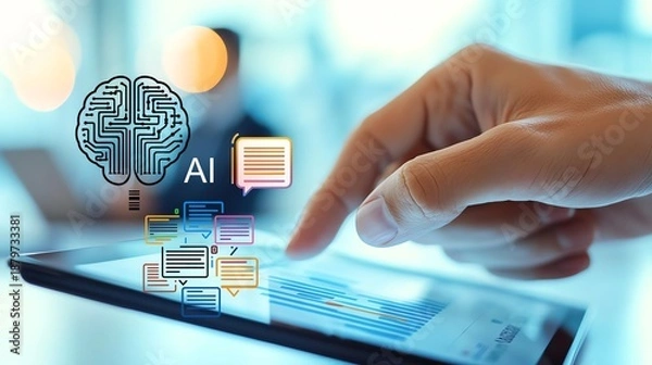 Obraz Digital Qualitative Research tech and AI Data Collection on Tablet Interface