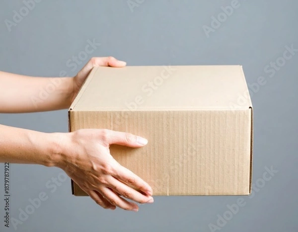 Obraz 段ボール箱を渡す手元