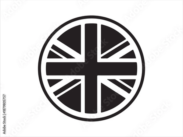 Obraz Black and White Union Jack Flag Circle Design Element
