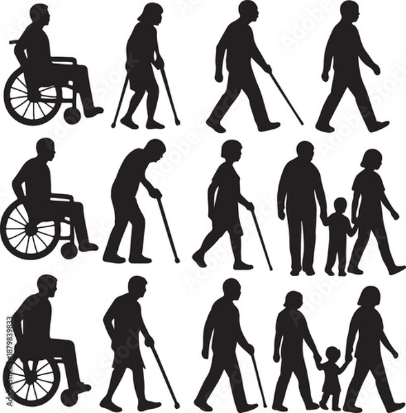 Obraz Mobility Silhouettes Vector Illustration