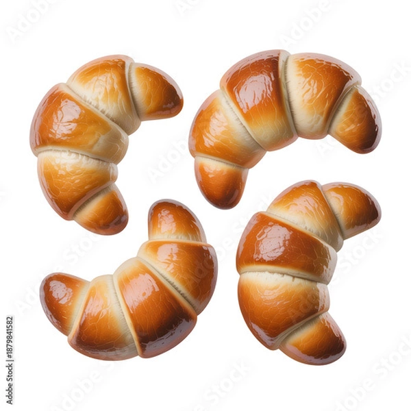 Obraz Assorted Croissants Isolated on Black Background