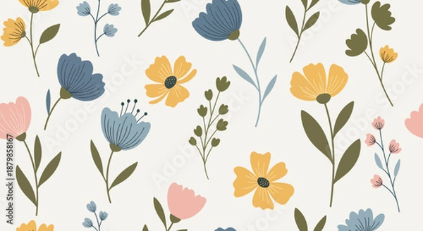 Fototapeta Floral seamless background. Red flower pattern. flower bouquets pattern