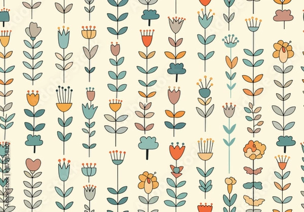 Fototapeta seamless pattern with flowers