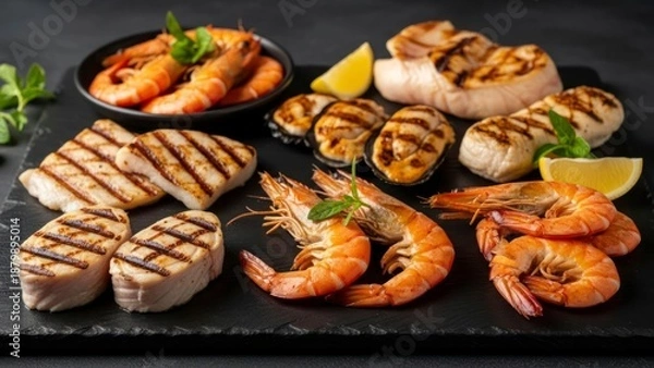 Fototapeta Grilled seafood