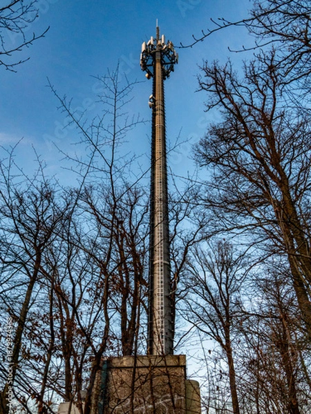 Obraz Funk und Sendemast im Wald