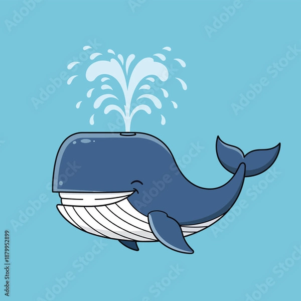 Obraz Cute Cartoon Whale Spouting Water